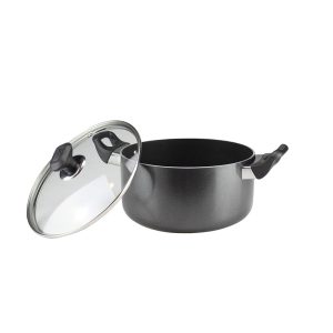 Heavy Material | Dishware Safe | Sonex | Non Stick | Casserole with Glass Lid Black and Durable Soft Handles | Size 28 Cm | Easy To Clean | Dutch | Handi | Original Made In Pakistan | Non Stick Coating  – 50119